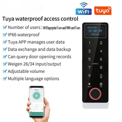 Tuya वाटरप्रूफ फिंगरप्रिंट पासवर्ड कार्ड स्वाइपिंग बायोमेट्रिक एक्सेस कंट्रोल